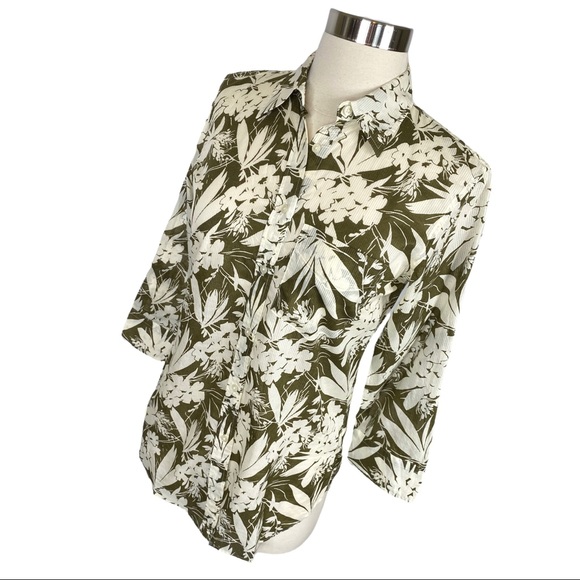 Lauren Ralph Lauren Green Floral Printed Top - Size XS - Picture 4 of 6